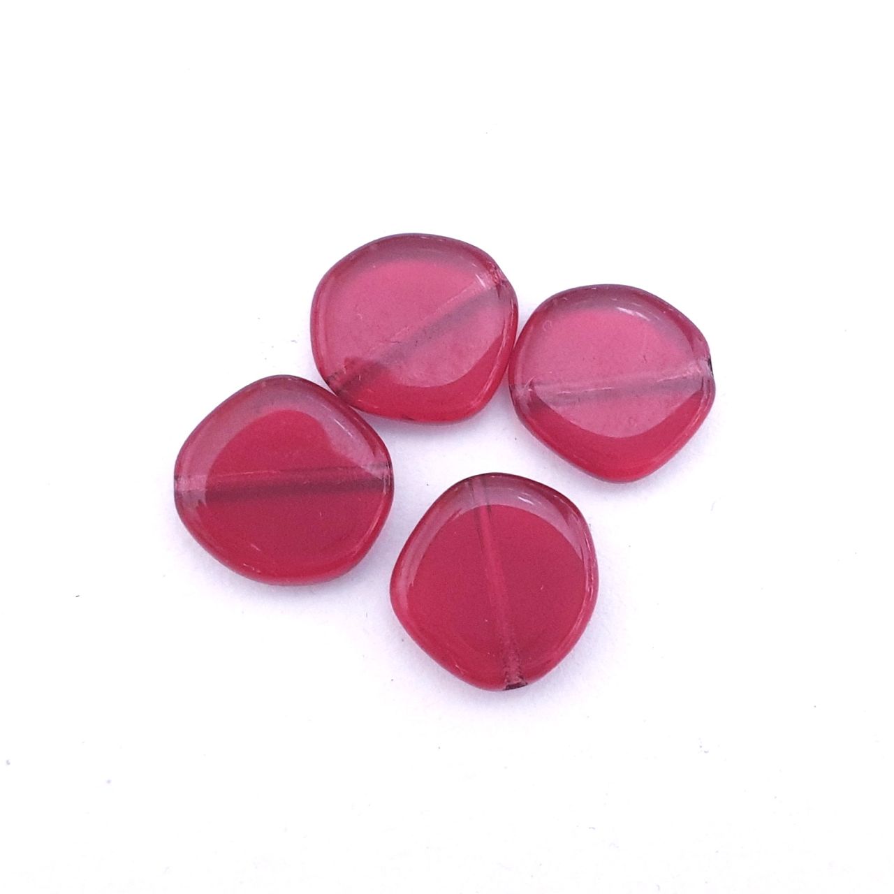 Flat Pebble    mm Cherry Transparent Czech Glass Bead