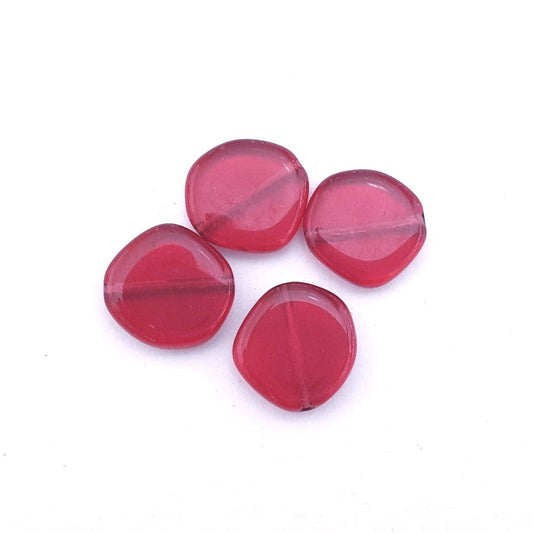 Cherry Flat Pebble 15mm Transparent Czech Glass Bead
