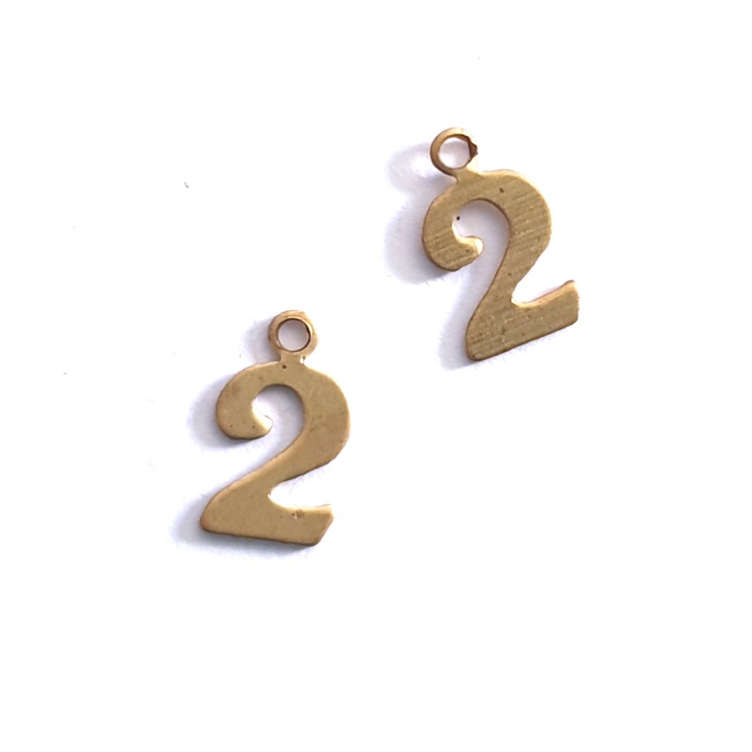 Number 2 Brass Charm 12mm