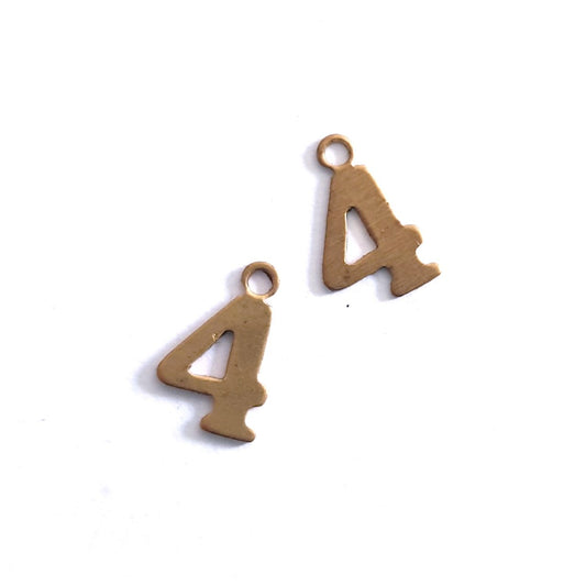 Number 4 Brass Charm 12mm