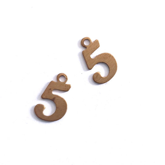 Number 5 Brass Charm 12mm