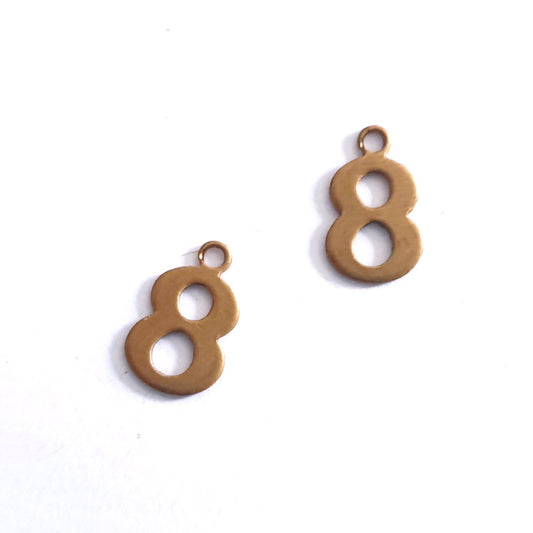 Number 8 Brass Charm 12mm