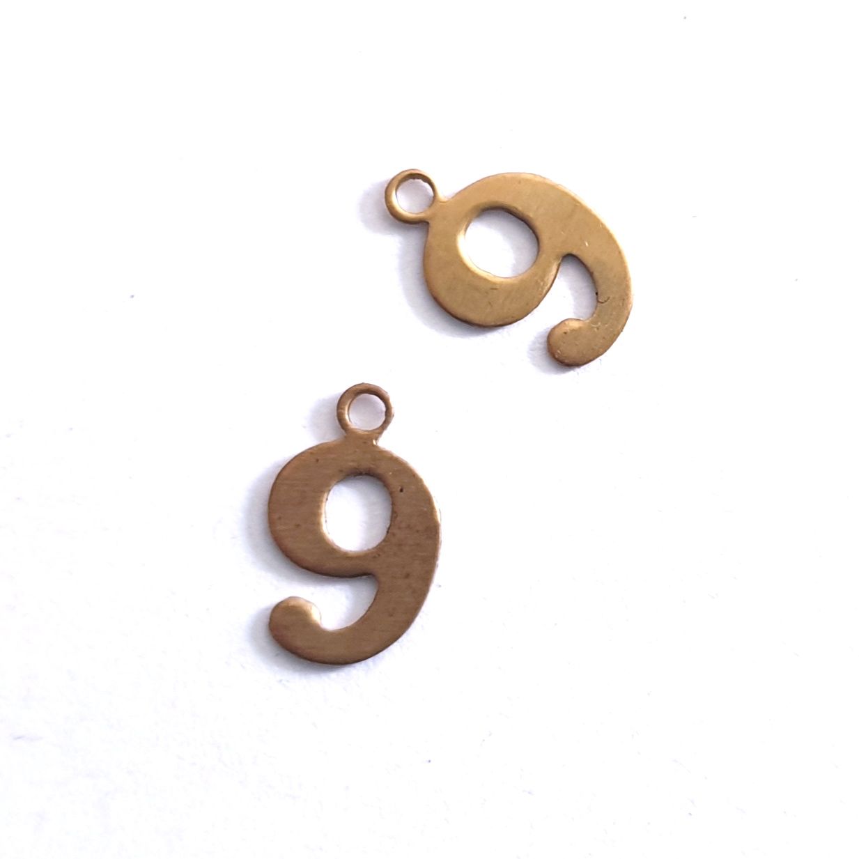 Number 9 Brass Charm 12mm