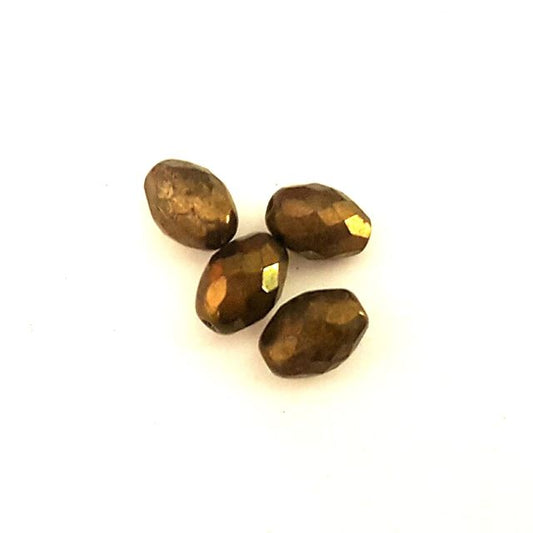 12x9mm Oval Bronze Lustred Czech Fire Polished Glass Bead