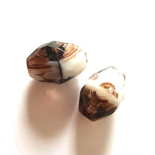 15x12mm Oval Chocolate Mix Czech Fire Polished Glass Bead