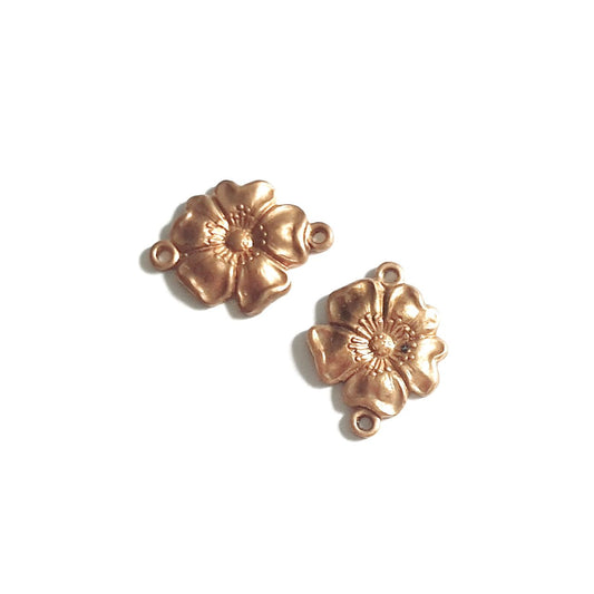 Flower Pansy Connector Small Brass Stamping 15mm
