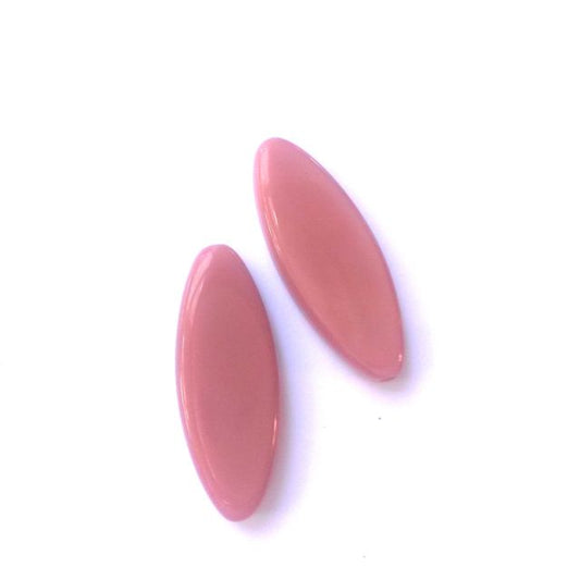 Pink Petal Pointed Oval Spindle 30x11mm Opaque Czech Glass Bead