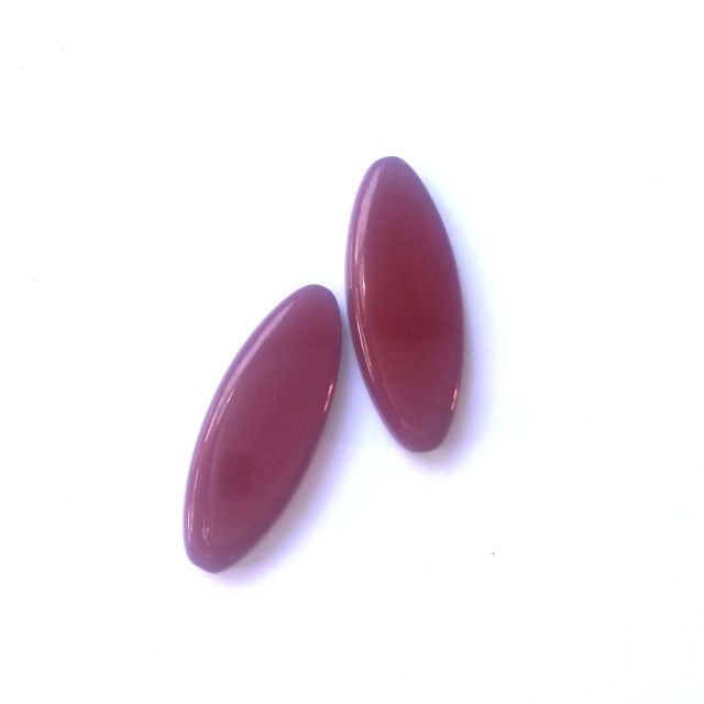 Cherry Red Opaque Petal Pointed Oval Spindle 30x11mm Czech Glass Bead