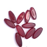 Red Transparent Petal Pointed Oval Spindle 16x6mm Czech Glass Bead