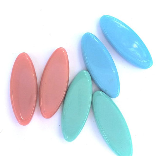 Aqua Turquoise Pink Pastel Petal 30x11mm Mix Opaque Czech Glass Bead