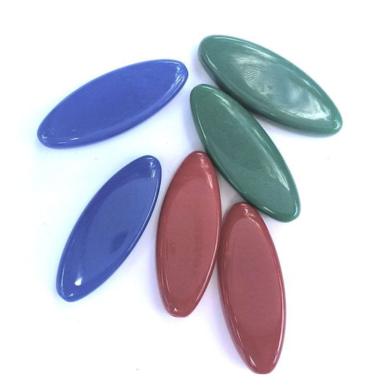 Teal Cobalt Cherry Red Dark Petal 30x11mm Mix - Pack of 6