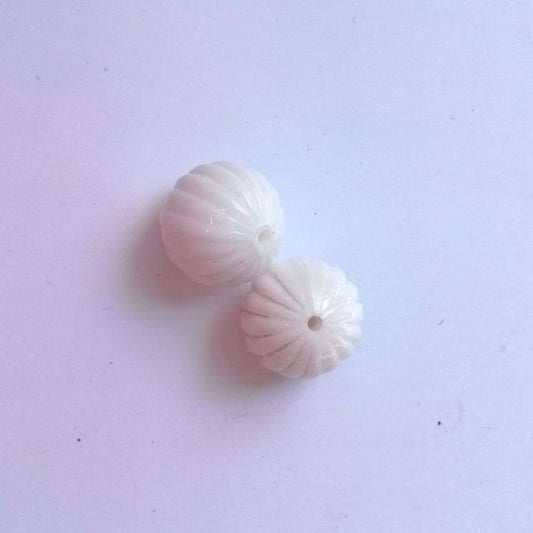 Lucite Bead White Round Grooved 14mm