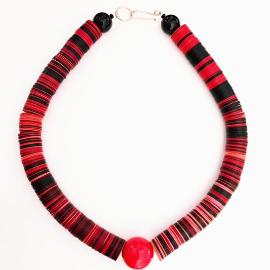 Recycled Plastic Disc Necklace Red