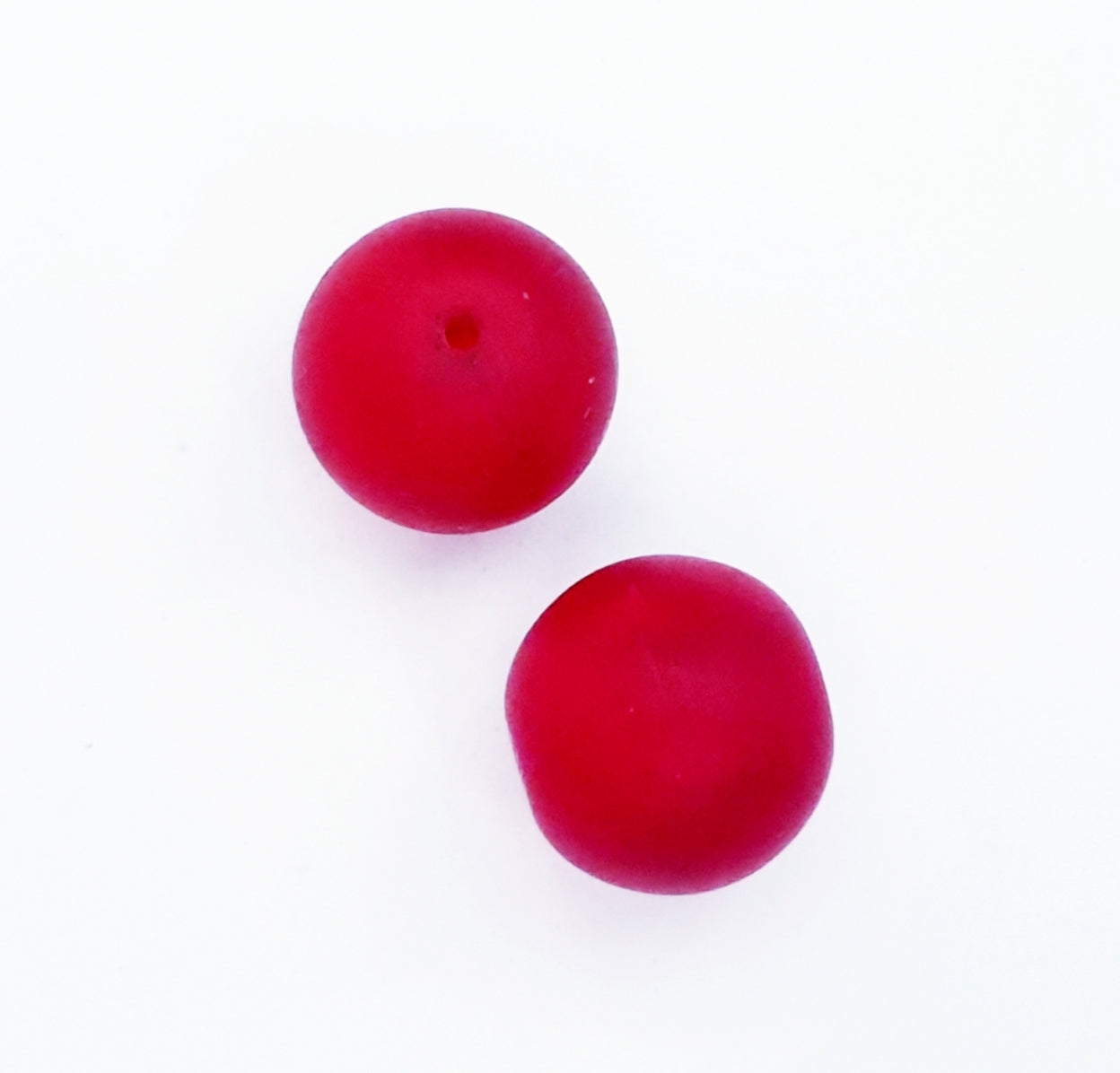 18mm Red Round Matt Czech Glass Beads - low in stock
