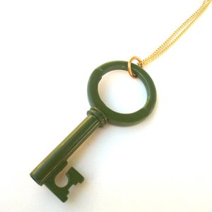 Retro Chain Pendant Key Ring Green