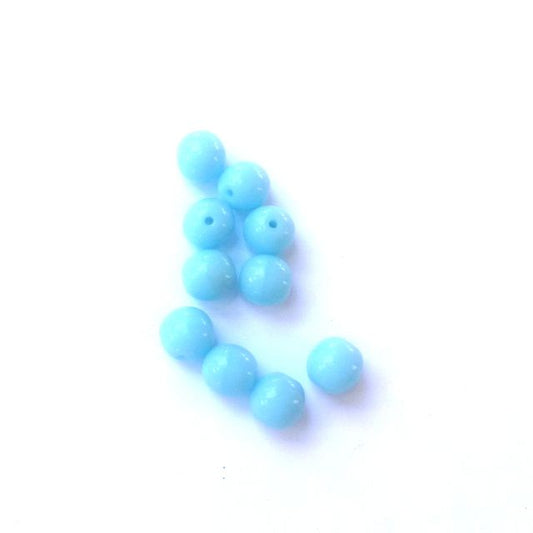 6mm Turquoise Round Opaque Czech Glass Bead