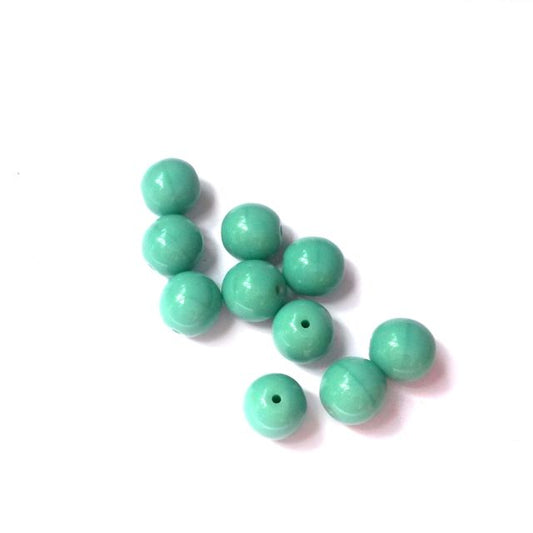 Round 8mm Aqua Opaque Czech Glass Bead