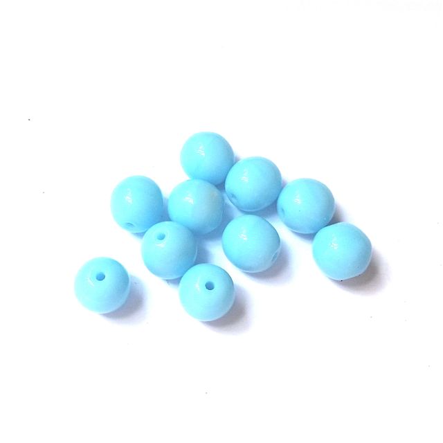 Round 8mm Blue Turquoise Opaque Czech Glass Bead