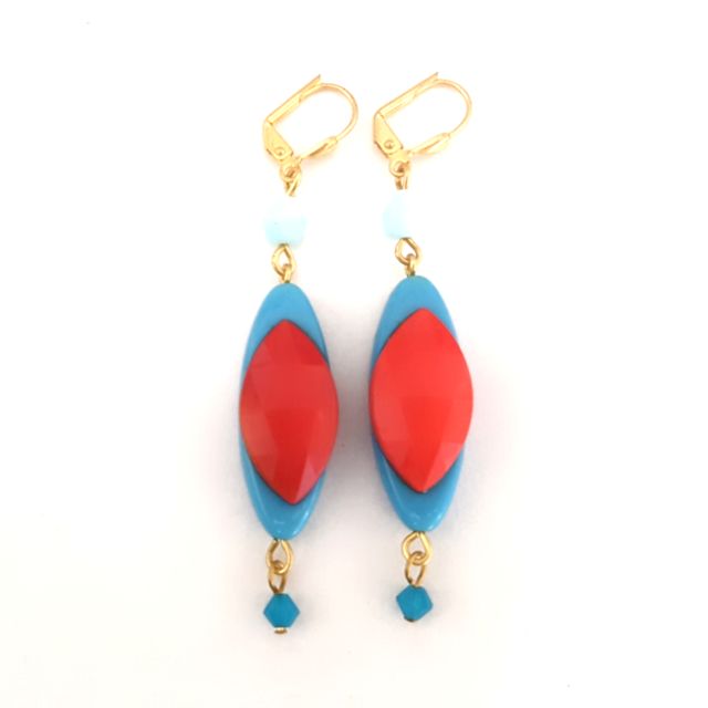 Santorini Beaded Embellished Glass Petal Drop Earrings