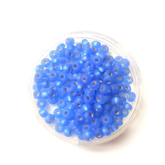5 0 4.5mm Blue Sapphire Matt Silverlined Czech Seed Bead