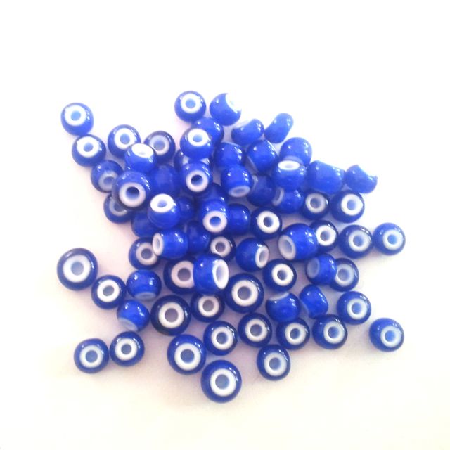 Seed Beads White Heart Royal Blue