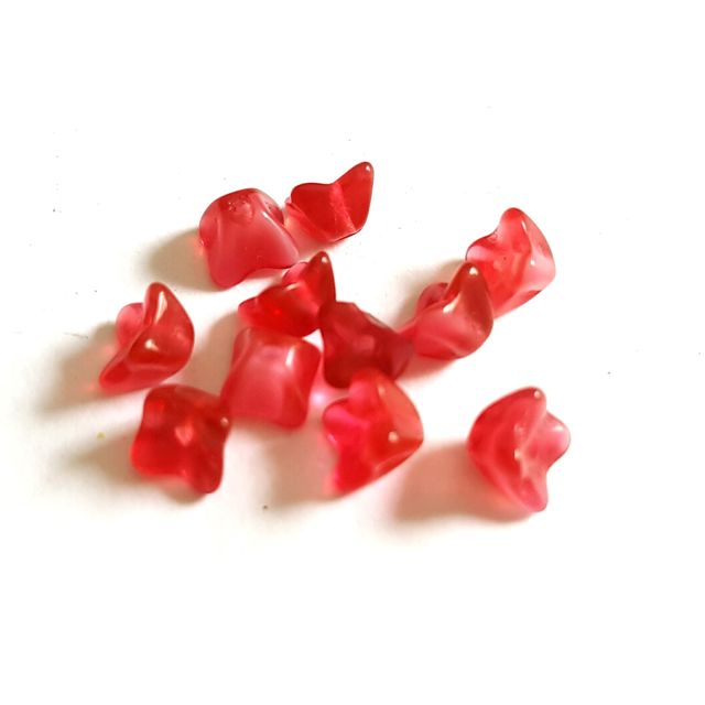 Cherry Cupped Bell Flower 6mm Mixed Czech Glass Bead