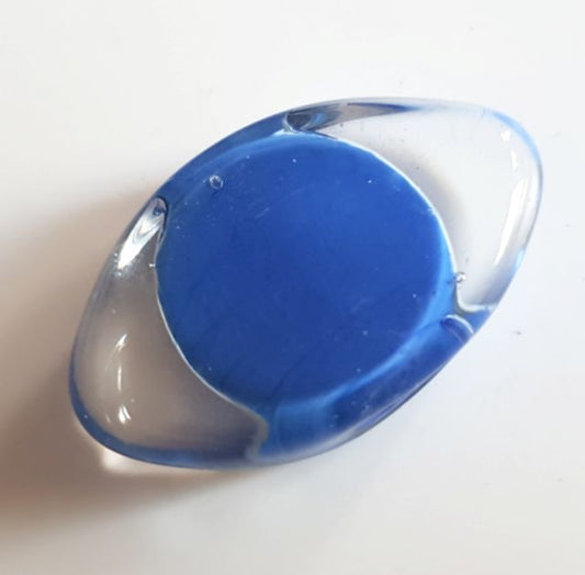 Handmade Glass Sommerso Slab 22x40mm Cobalt Blue Clear Large