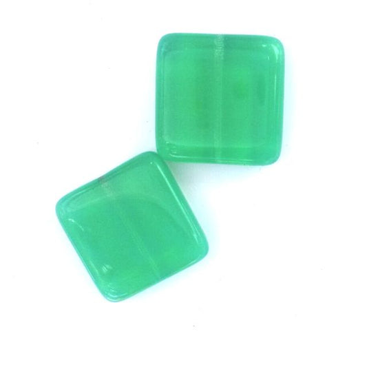 Square 20mm Aqua Opalino Czech Glass Bead