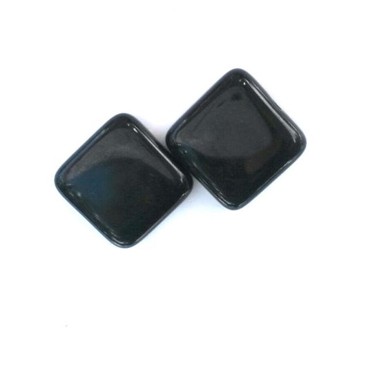 Square 20mm Black Opaque Czech Glass Bead