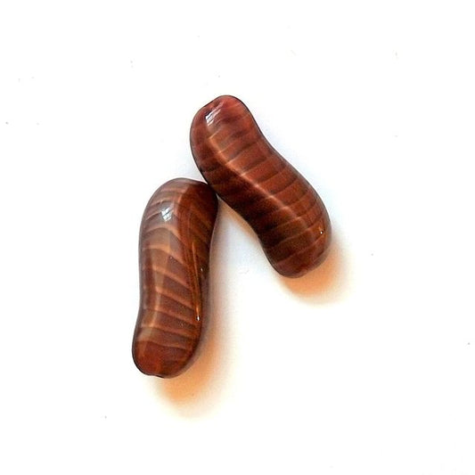 Squiggle 27x11mm Satin Brown Czech Glass Bead