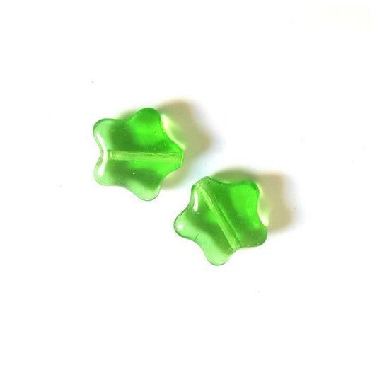 Green Star 12mm Czech Glass Bead