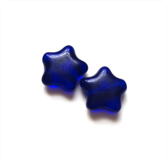 Blue Star 12mm Transparent Royal Czech Glass Bead