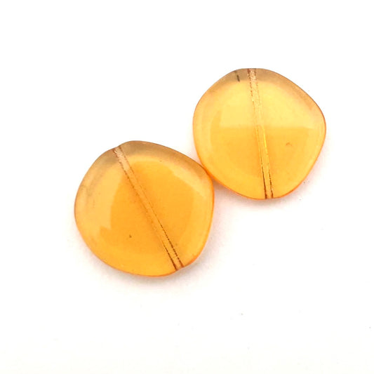 Topaz Flat Irregular Coin 22x22mm Transparent Czech Glass Bead