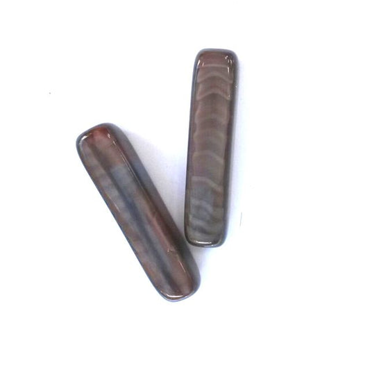 Tube 30x7mm Brown Satin Czech Glass Bead