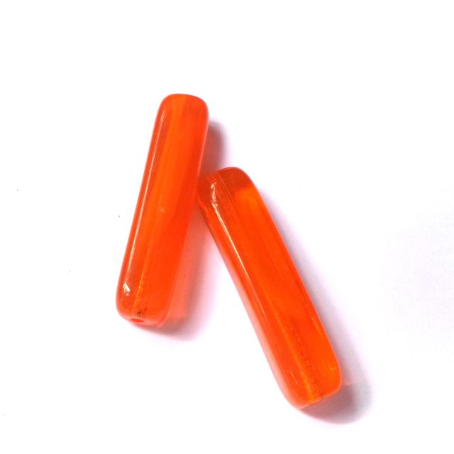 Tube 30x7mm Orange Opalino Czech Glass Bead