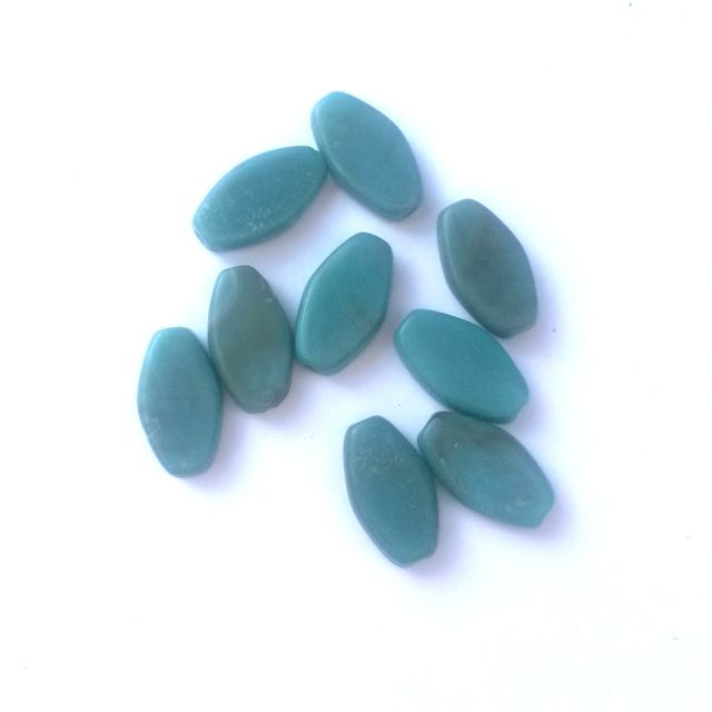 Plastic Bead Turquoise Flat Diamond 13x8mm