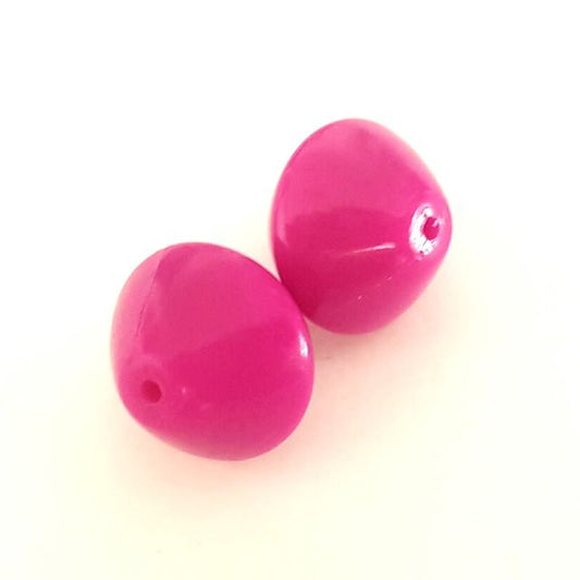 Lucite Bead Pink Magenta Spinning Top 18mm