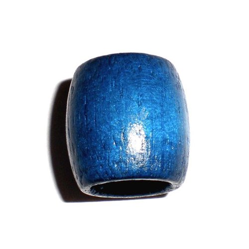 Wooden Bead Barrel Blue 16mm